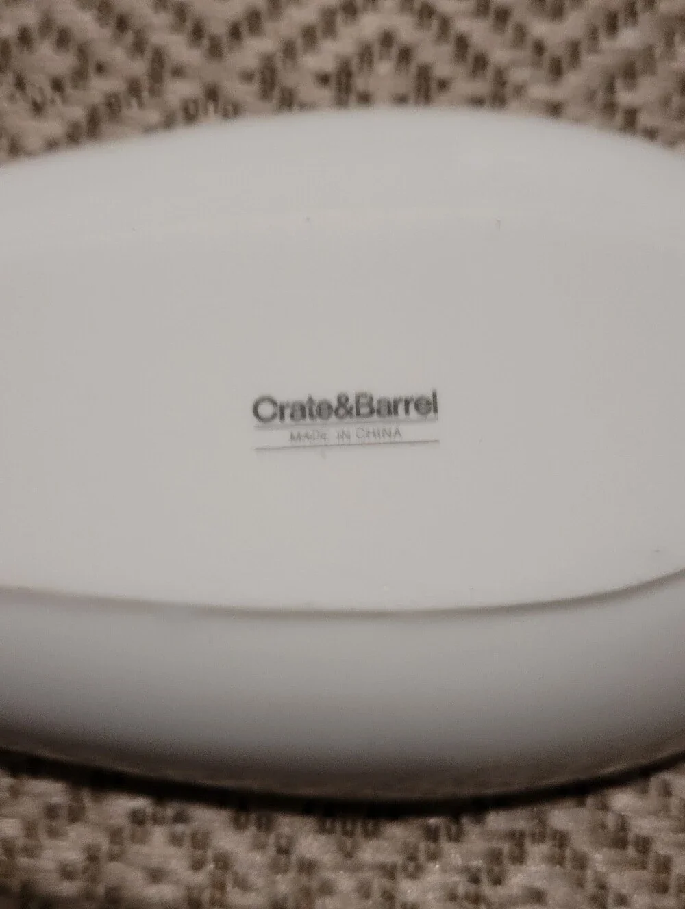 Vintage Crate & Barrel White Porcelain Double Spoon Rest / Utensil Holder